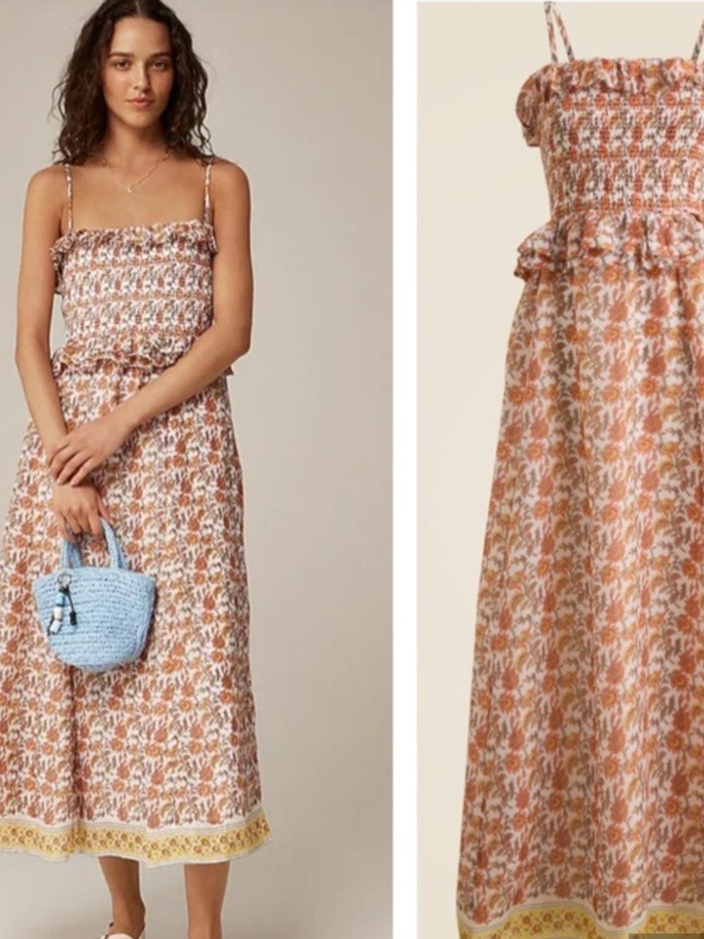 Smocked Floral Midi Dress